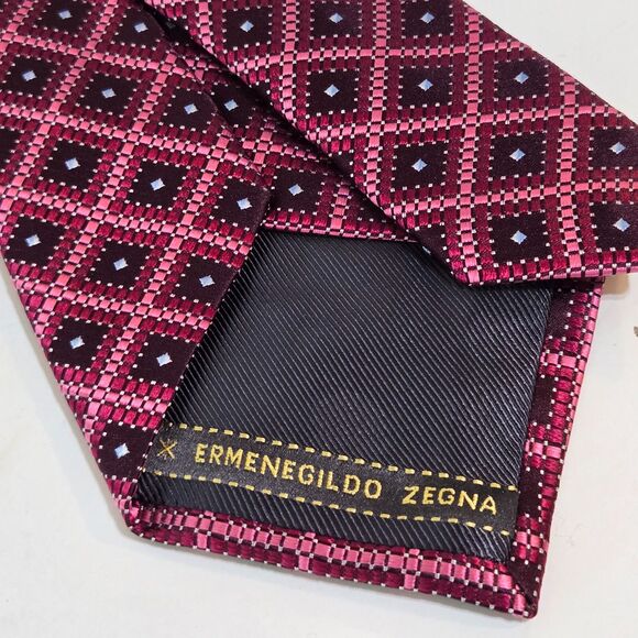 Ermenegildo Zegna Mens Tie Geometric Silk Made Italy Modern Designer 58x3.5 - Picture 3 of 6